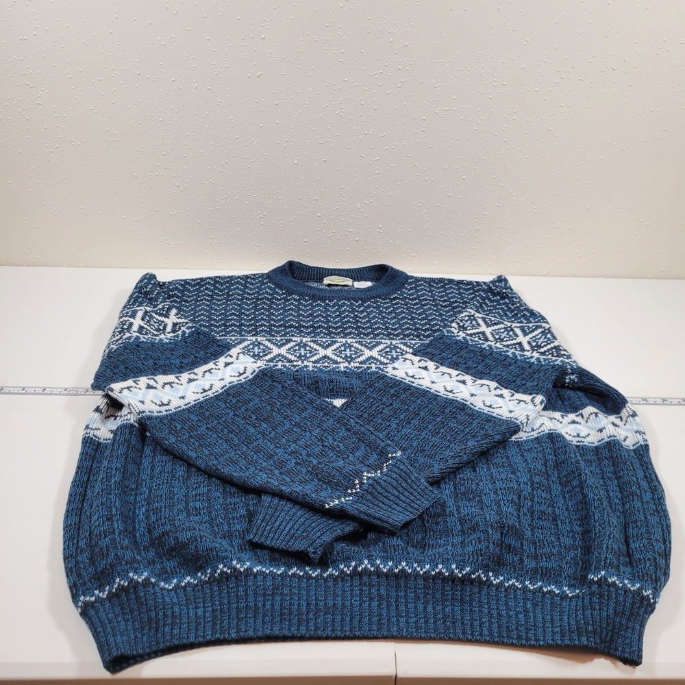 Vintage Flat‎ Iron Mills Men's Sweater Size XL Blue Pattern